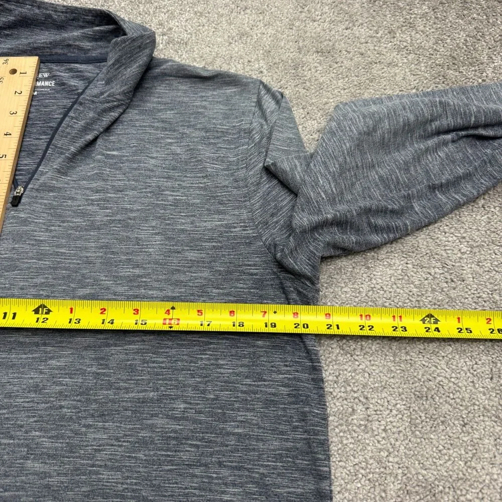 J.Crew Performance 1/4 Zip Pullover Shirt Mens Medium Heather Gray Long Sleeve